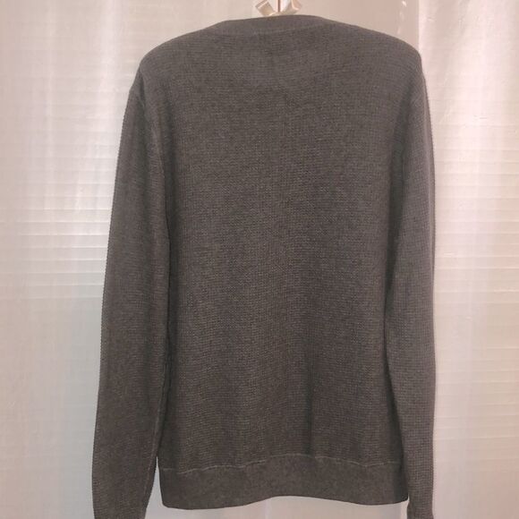 Michael Kors L Cotton Gray Waffle Knit Crewneck Pullover Thermal - Picture 4 of 16